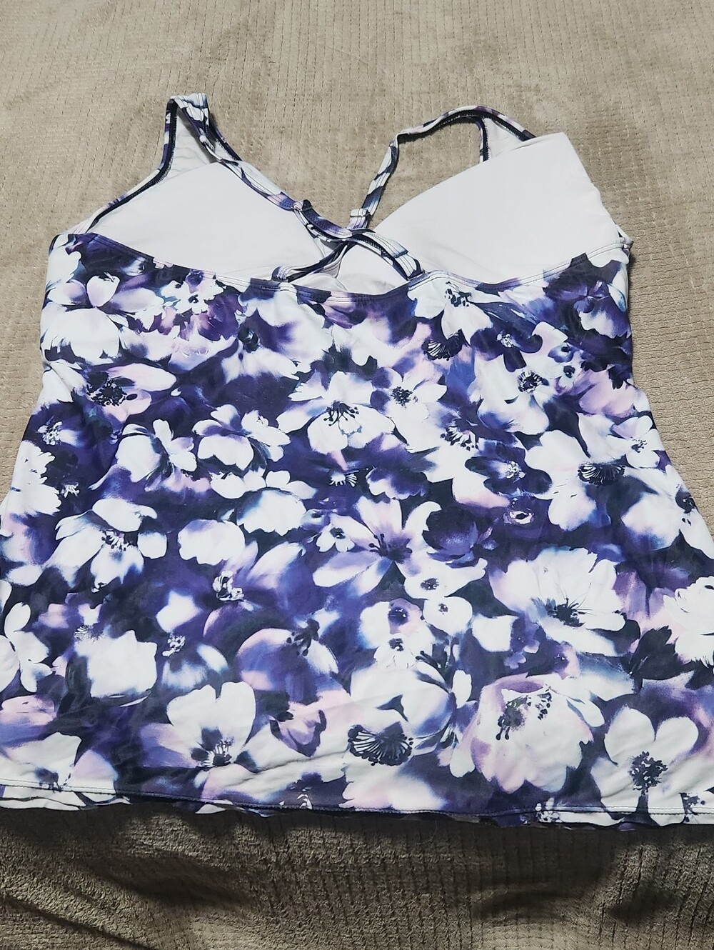 Younique Purple Floral Tankini Top Size 18/16w - Picture 4 of 5